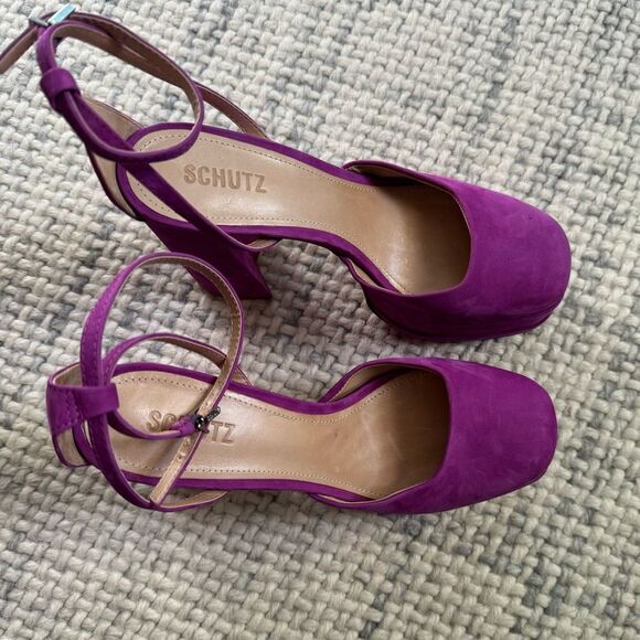 NEW Schutz Luan Suede Platform Pump in Bright Violet 8.5 - Picture 3 of 8